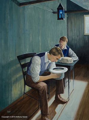 Painting of Book of Mormon translation by Anthony Sweat