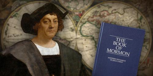 Image by Book of Mormon Central. Contains: Portrait of a Man, Said to be Christopher Columbus by Sebastiano del Piombo, ca. 1519 via Wikimedia Commons; World Map ca. 1689 via Wikimedia Commons; Photograph of the Book of Mormon by Jasmin Gimenez Rappleye.