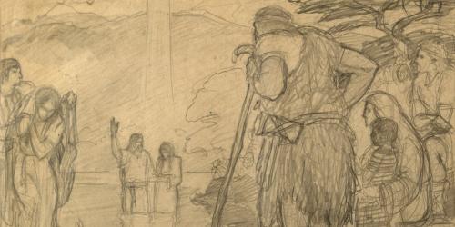 Alma Baptizing at the Waters of Mormon Sketch by Arnold Friberg